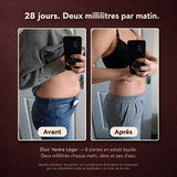 Le ventre au fil de la cure — jour 1 et jour 28